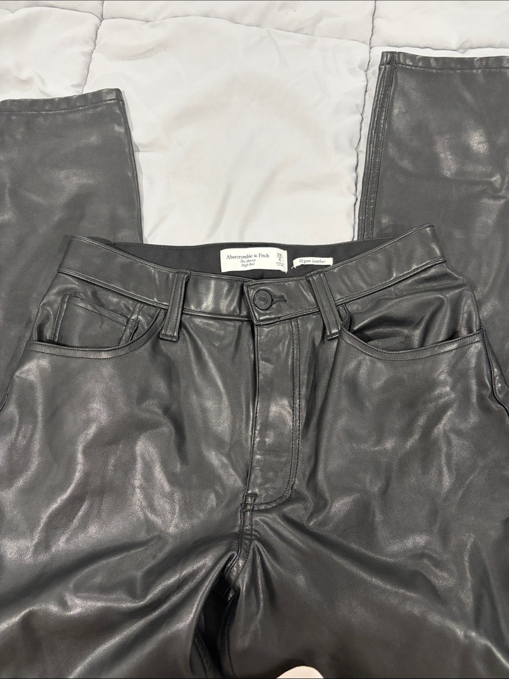 Abercrombie & Fitch Black Vegan Leather Skinny Pants
